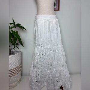 Boden Maxi Skirt Size 6 White Hazel Broderie Cotton Eyelet Embroidered